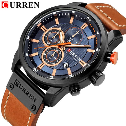 CURREN 8291 marque de luxe hommes analogique en cuir 8291