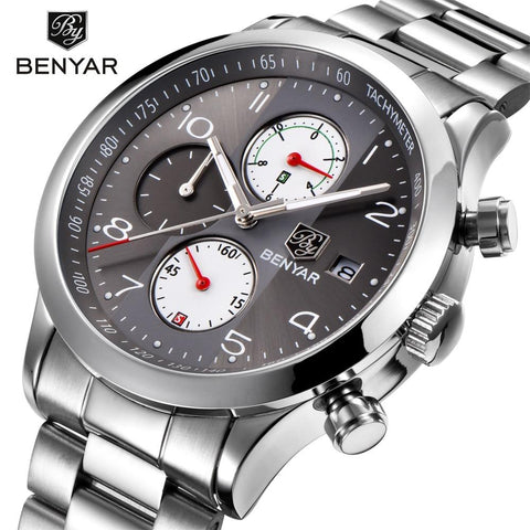 BENYAR Montre chronographe en acier inoxydable 5133